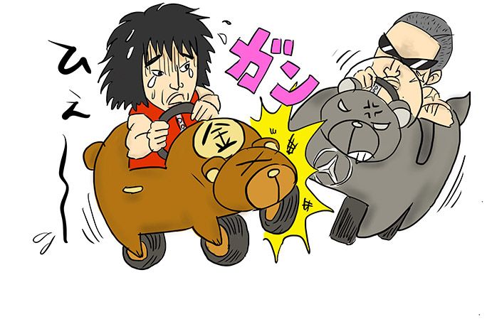 金太郎のクマが別のクマと接触事故