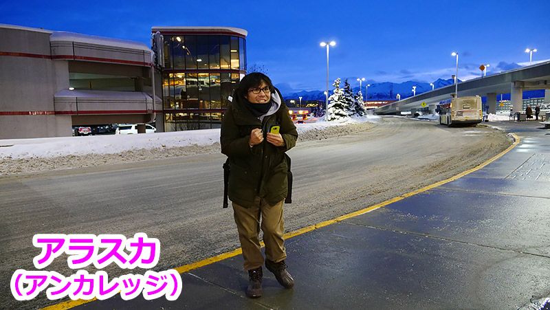 アラスカのアンカレッジに到着した寒そうな地主