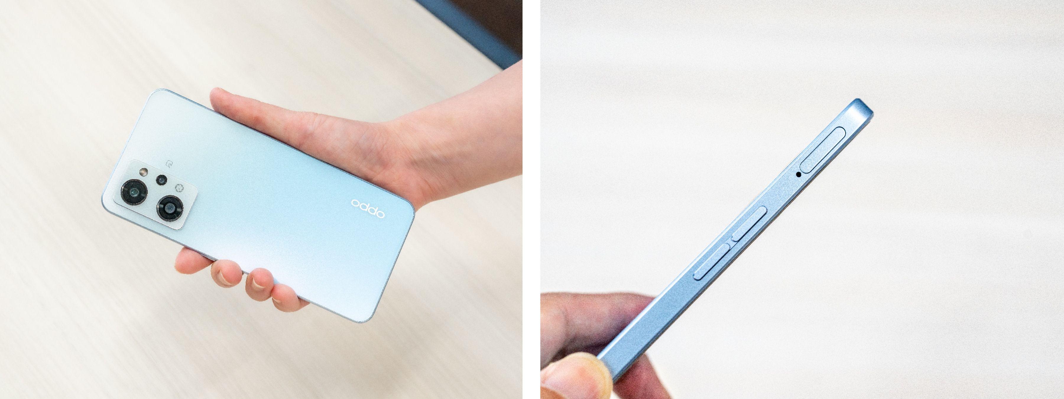 OPPO Reno7 Aを女性が持ったときのサイズ感と薄さ