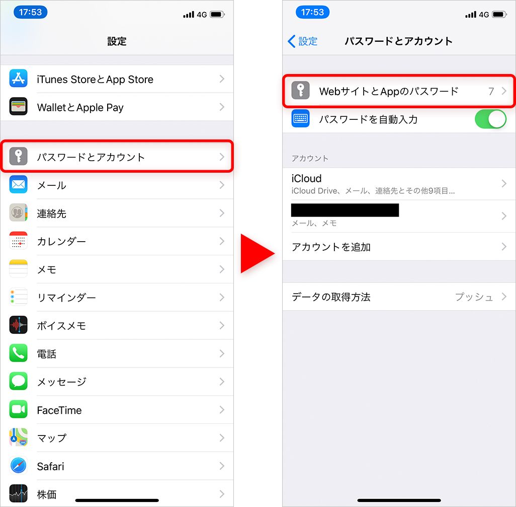 iCloudキーチェーンの設定画面