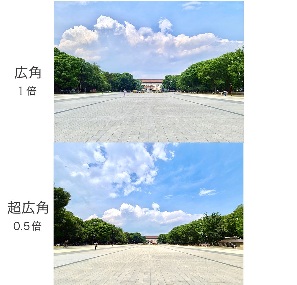 Galaxy S20 Ultra 5Gの広角と超広角写真の比較