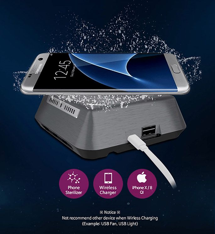 本体上部にスマホ用のワイヤレス充電器機能(Qi)が搭載されている「Zunion」