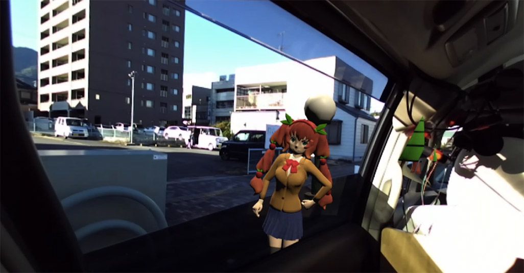 自動運転車の車外に見えるVRの風景