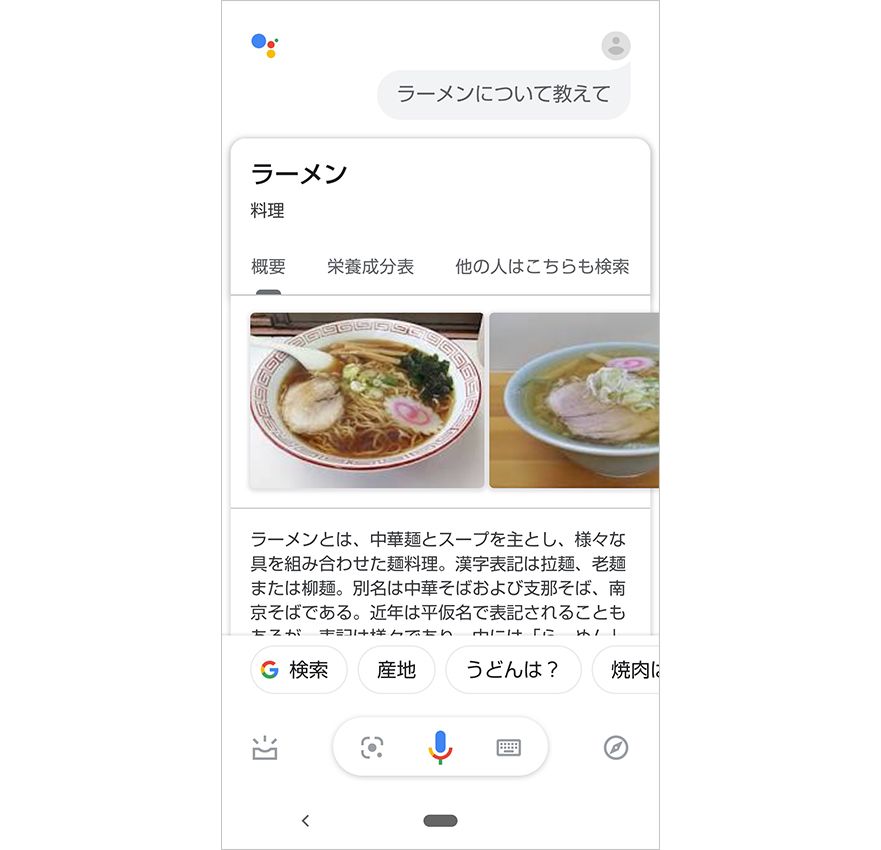 Google アシスタントでの単語の検索