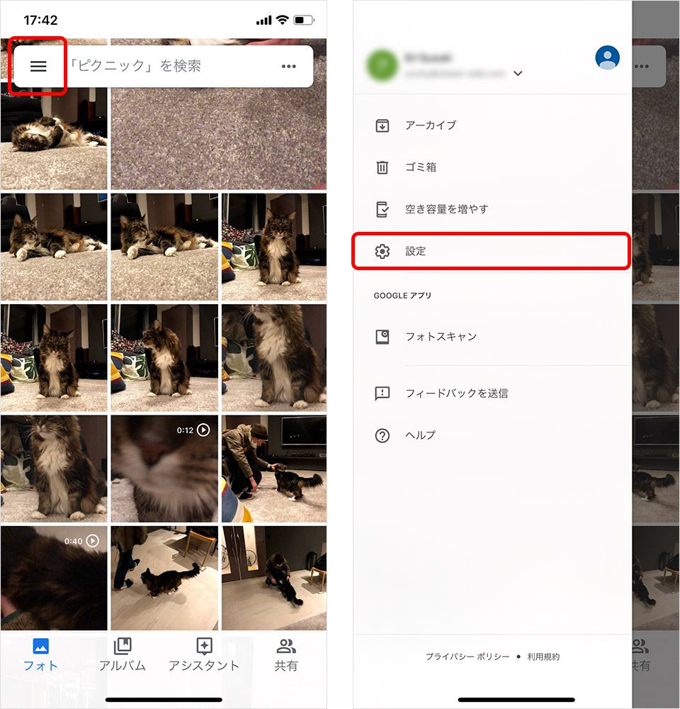 Google フォト 設定