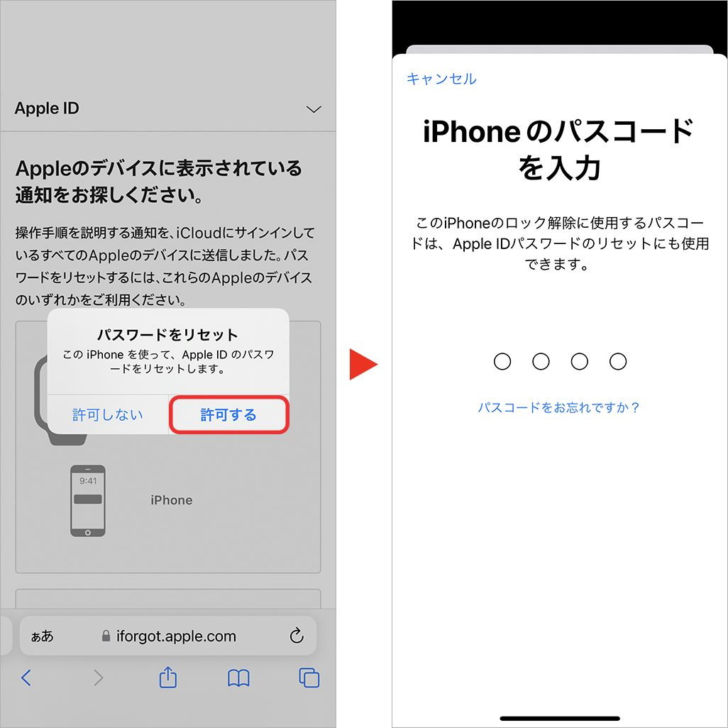 Apple IDパスワードのリセット