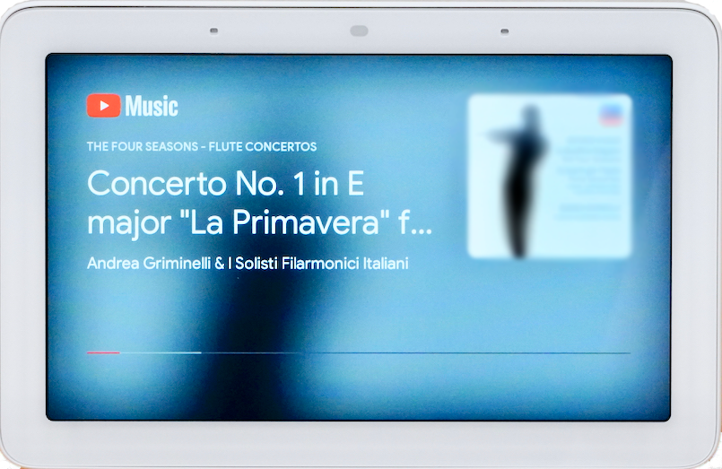 Google Nest Hubに表示されたYouTube Musicの画面