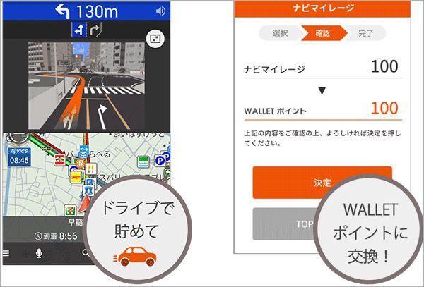 「au助手席ナビ」のナビマイレージ