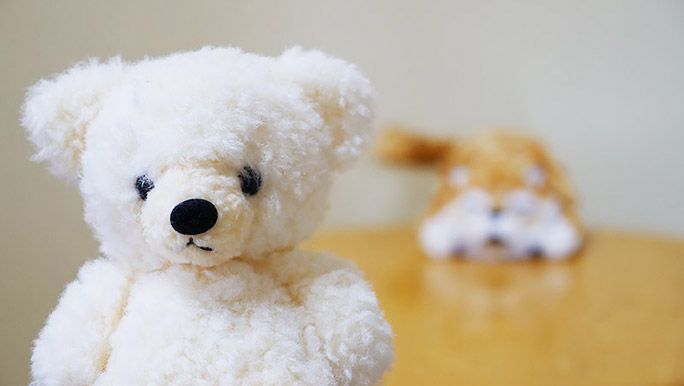 クマのぬいぐるみと猫のぬいぐるみ